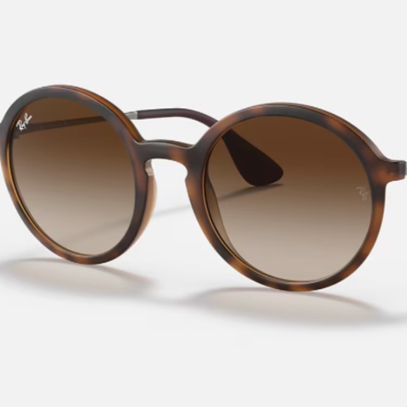 NWOT Ray-Ban Round tortoise matte Sunglasses with Brown Leather Case - RB4222 - Picture 6 of 6